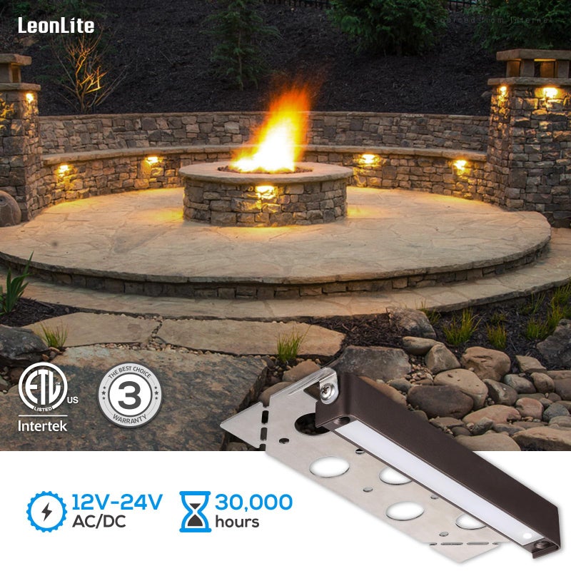 LEONLITE 7 Inch LED Hardscape Lighting, Update Retaining Wall Lights, LED Landscape Lighting, 12-24V AC/DC Paver Light Low Voltage, 3W/4W/5W Dimmable Outdoor Step Lights, 2700K Soft White, ETL, 4 Pack - Image 5